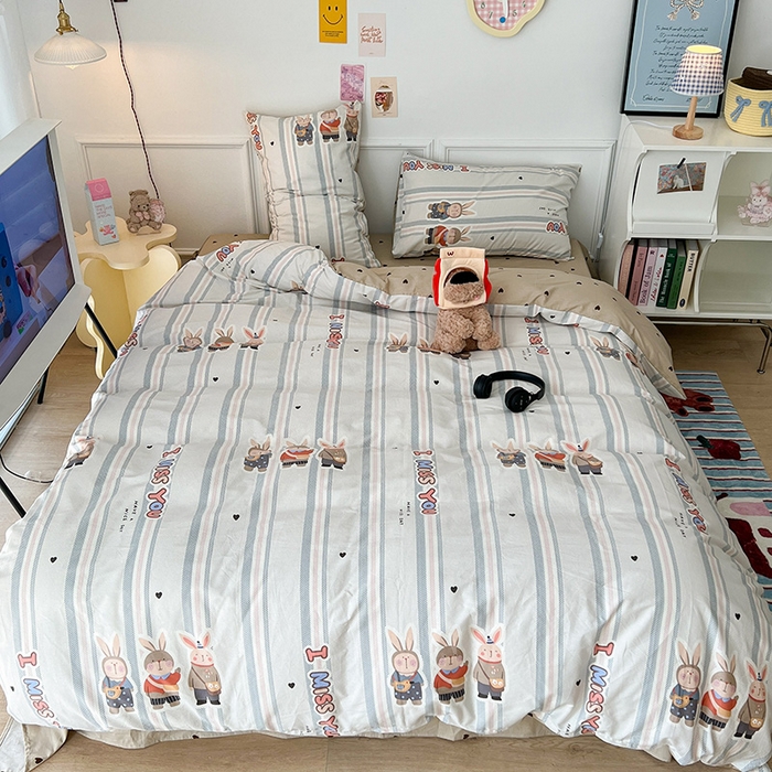 91家纺网 家纺一手货源 找家纺 昔可 2024新款13070全棉四件套系列（第三批） 三只小兔