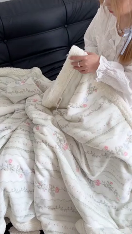 91家纺网 家纺一手货源 找家纺 昔可家纺 2024新款羊羔绒牛奶绒毛毯系列（三）-ins小清新系列 琉璃花语