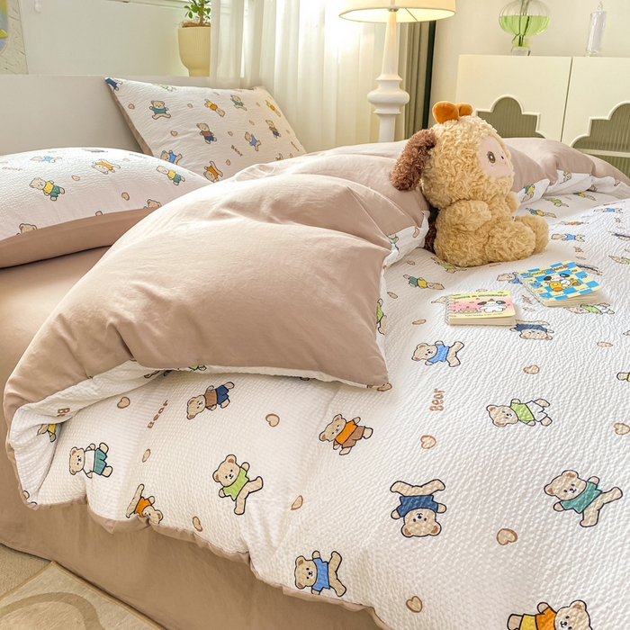 91家纺网 家纺一手货源 找家纺 悦织湾家纺 2025新款轻奢北欧风小清新印花水洗棉四件套 好朋友