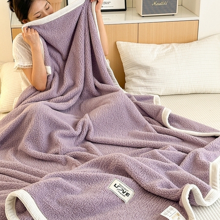 沐棉 2024新款羊羔绒泰迪绒毛毯 星辰紫