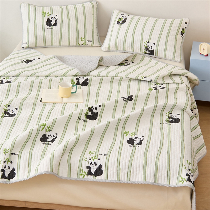 91家纺网 家纺一手货源 找家纺 美优兰 2025春款全棉单面高温砂洗床盖 顽皮熊