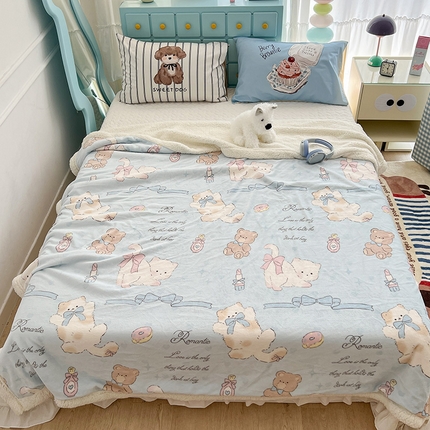 昔可家纺 2024新款羊羔绒牛奶绒毛毯系列（三）-卡通系列 小熊礼物