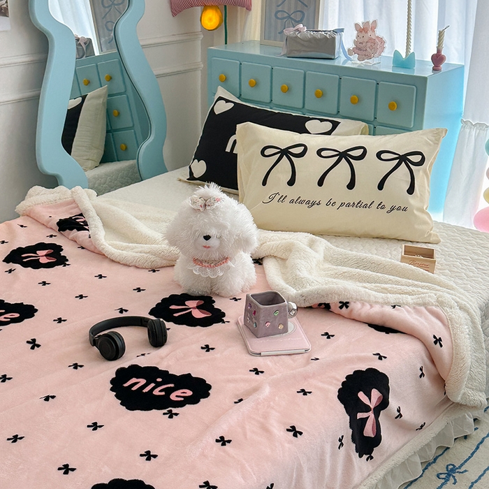 91家纺网 家纺一手货源 找家纺 昔可家纺 2024新款羊羔绒牛奶绒毛毯系列（三）-ins小清新系列 蕾系少女