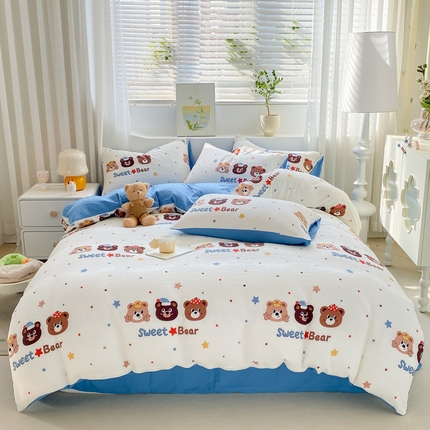 91家纺网 家纺一手货源 找家纺 （总）悦织湾家纺 2025新款轻奢北欧风小清新印花水洗棉四件套