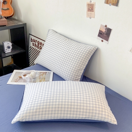 91家纺网 家纺一手货源 找家纺 （总）悦织湾家纺 2025新款日式简约格子水洗棉单品枕套系列
