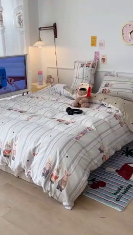 91家纺网 家纺一手货源 找家纺 昔可 2024新款13070全棉四件套系列（第三批） 三只小兔