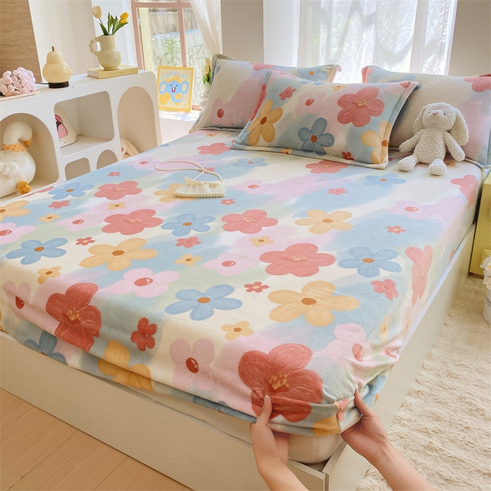 91家纺网 家纺一手货源 找家纺 凯儿家纺  2024新款加厚高克重印花系列单床笠 彩韵花香