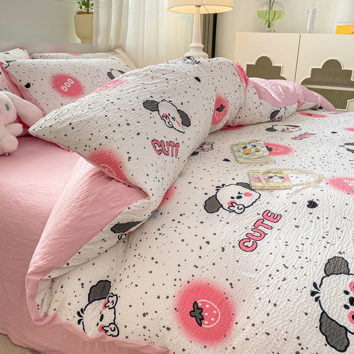 91家纺网 家纺一手货源 找家纺 悦织湾家纺 2025新款轻奢北欧风小清新印花水洗棉四件套 酷酷狗