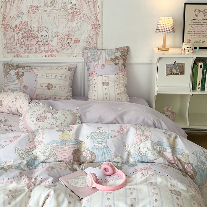 91家纺网 家纺一手货源 找家纺 昔可 2024新款13070全棉四件套系列（第三批） 小熊时光屋