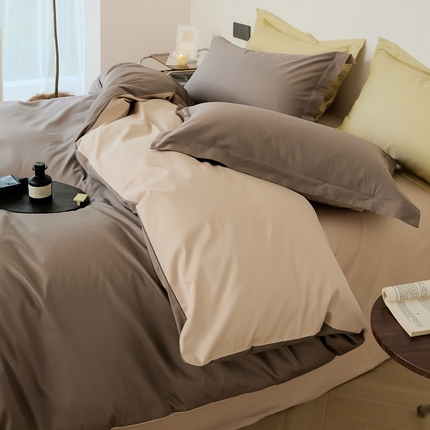 EH家居 2024新款长绒棉拼色四件套系列--常规版 可可棕
