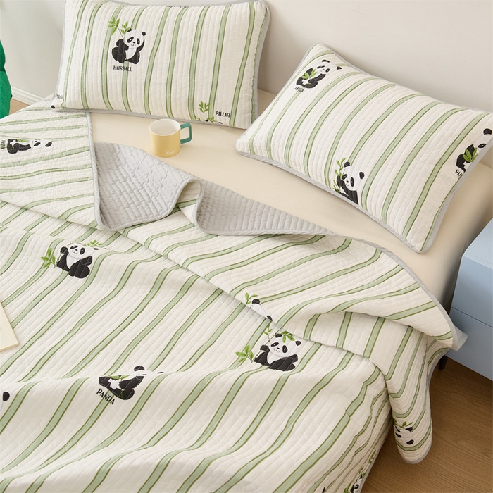 91家纺网 家纺一手货源 找家纺 美优兰 2025春款全棉单面高温砂洗床盖 顽皮熊