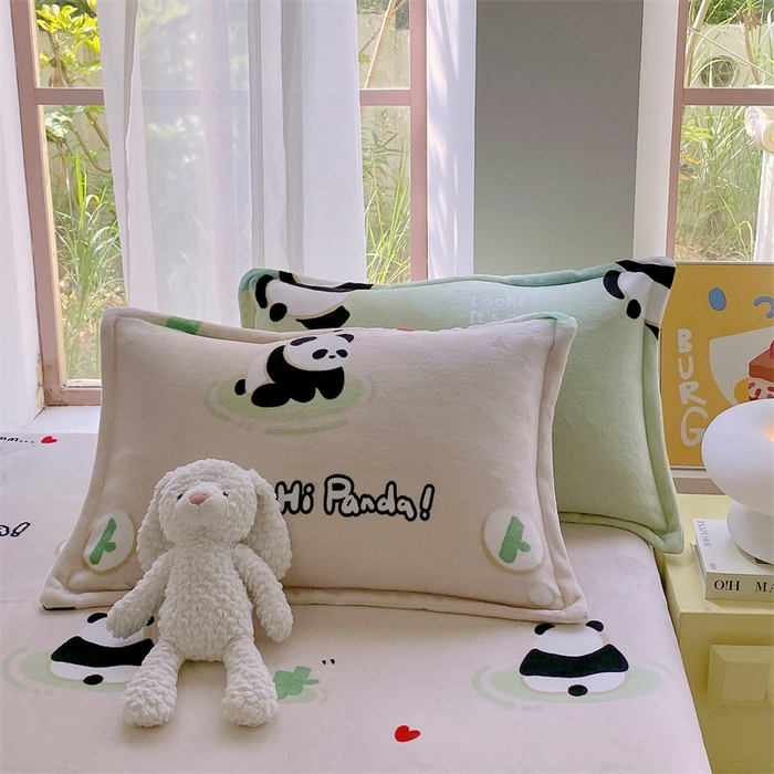 91家纺网 家纺一手货源 找家纺 凯儿家纺  2024新款加厚高克重印花系列单床笠 熊猫宝贝