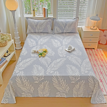 名兮 2024新款立体高克重加厚浮雕绒床单 羽毛-灰
