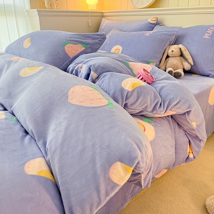 91家纺网 家纺一手货源 找家纺 （总）2024新款200g加厚防静电牛奶绒小清新四件套