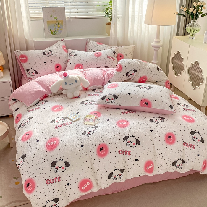 91家纺网 家纺一手货源 找家纺 悦织湾家纺 2025新款轻奢北欧风小清新印花水洗棉四件套 酷酷狗