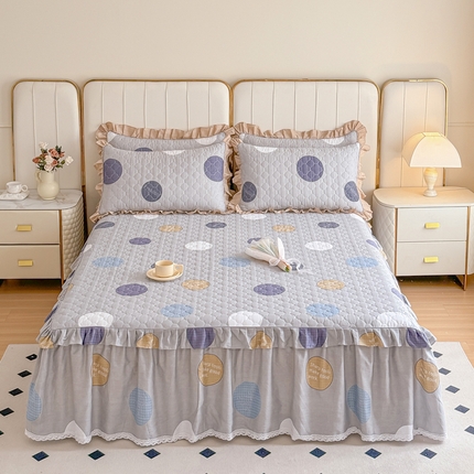 91家纺网 家纺一手货源 找家纺 （总）爱妮玖玖家纺 2024新款全棉印花夹棉床裙