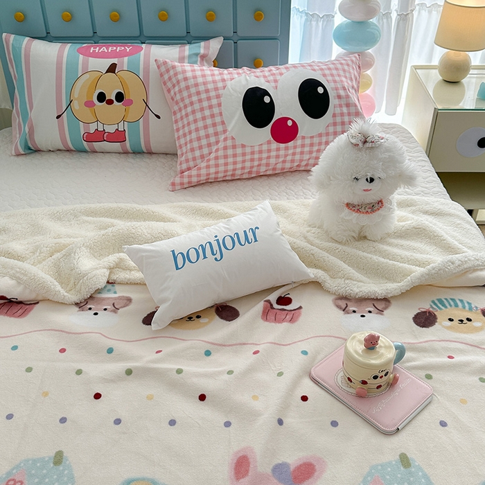 91家纺网 家纺一手货源 找家纺 昔可家纺 2024新款羊羔绒牛奶绒毛毯系列（三）-卡通系列 萌宠小窝