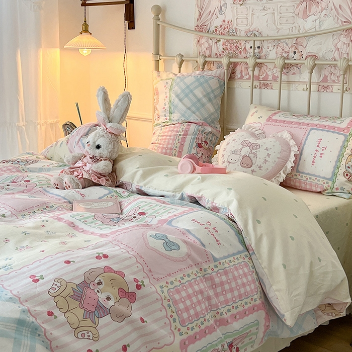 91家纺网 家纺一手货源 找家纺 昔可 2024新款13070全棉四件套系列（第三批） 饼饼小兔