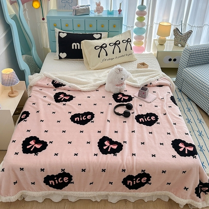 91家纺网 家纺一手货源 找家纺 昔可家纺 2024新款羊羔绒牛奶绒毛毯系列（三）-ins小清新系列 蕾系少女