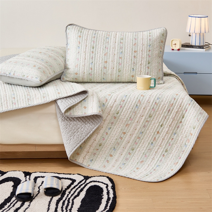 91家纺网 家纺一手货源 找家纺 美优兰 2025春款全棉单面高温砂洗床盖 潘多拉