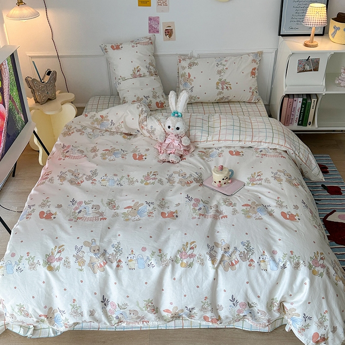 91家纺网 家纺一手货源 找家纺 昔可 2024新款13070全棉四件套系列（第三批） 小兔派对