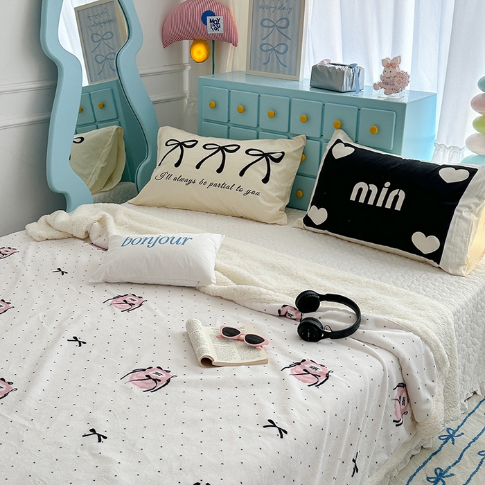 91家纺网 家纺一手货源 找家纺 昔可家纺 2024新款羊羔绒牛奶绒毛毯系列（三）-ins小清新系列 芭蕾蛋糕