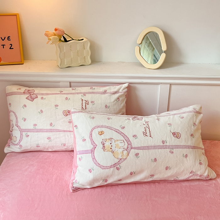 91家纺网 家纺一手货源 找家纺 2024新款200g加厚防静电牛奶绒小清新四件套 绒-公主喵