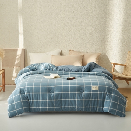 2024新款b类无印风100%新疆棉花冬被被子被芯 无印风-海蓝格