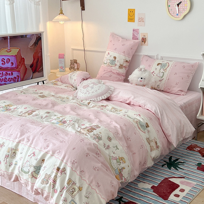 91家纺网 家纺一手货源 找家纺 昔可 2024新款13070全棉四件套系列（第三批） 樱芙公主的一天