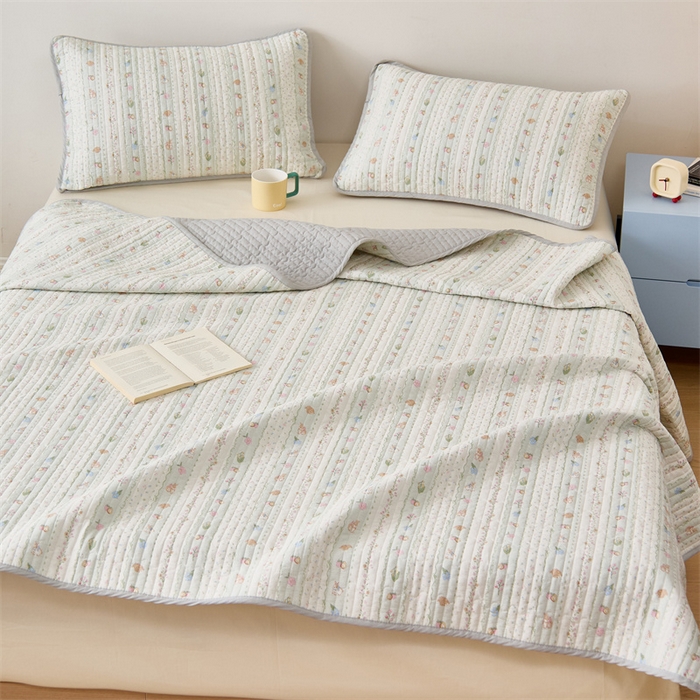 91家纺网 家纺一手货源 找家纺 美优兰 2025春款全棉单面高温砂洗床盖 潘多拉