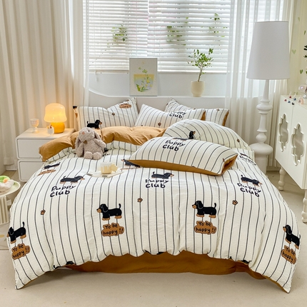 91家纺网 家纺一手货源 找家纺 （总）悦织湾家纺 2025新款轻奢北欧风小清新印花水洗棉四件套