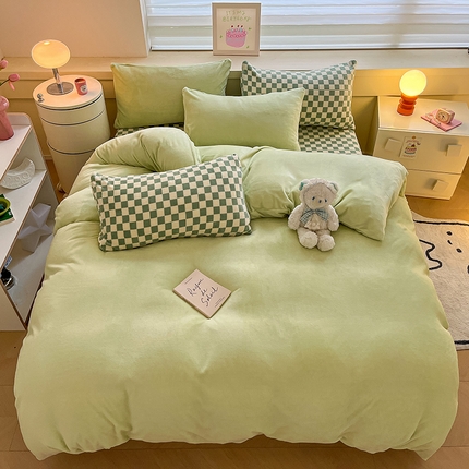 91家纺网 家纺一手货源 找家纺 （总）三朵家纺 2024新款加厚保暖牛奶绒混搭系列四件套