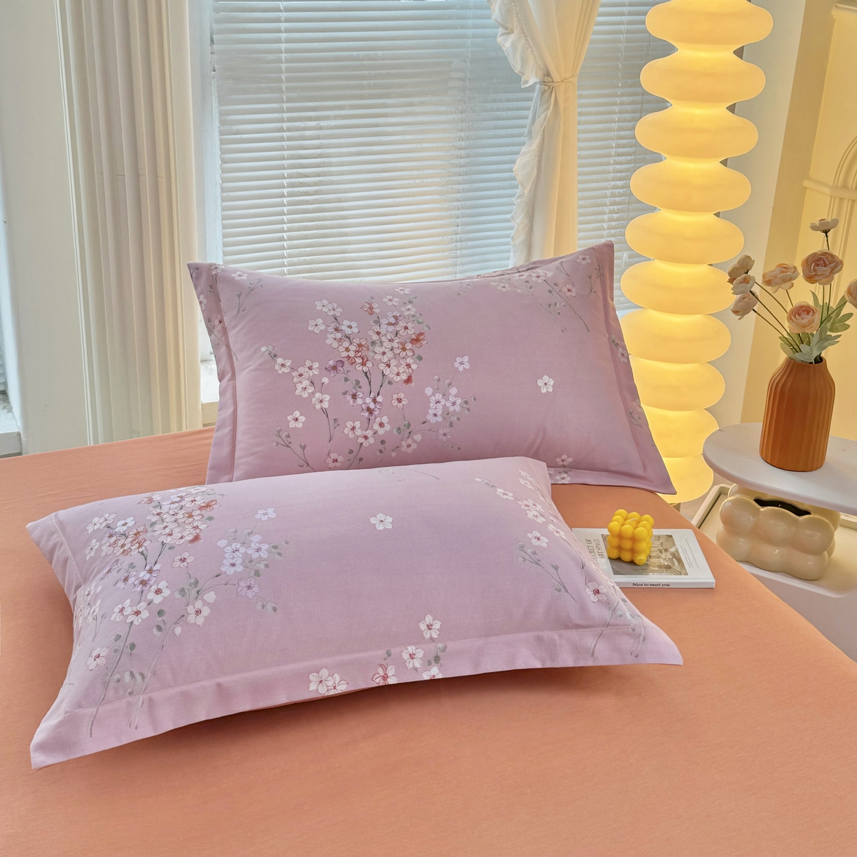 91家纺网 家纺一手货源 找家纺 优尚家纺 2025新款全棉磨毛纯棉喷气印花清新轻奢款四件套 清新款-梦绘梅香