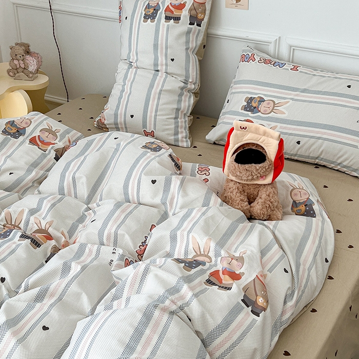 91家纺网 家纺一手货源 找家纺 昔可 2024新款13070全棉四件套系列（第三批） 三只小兔