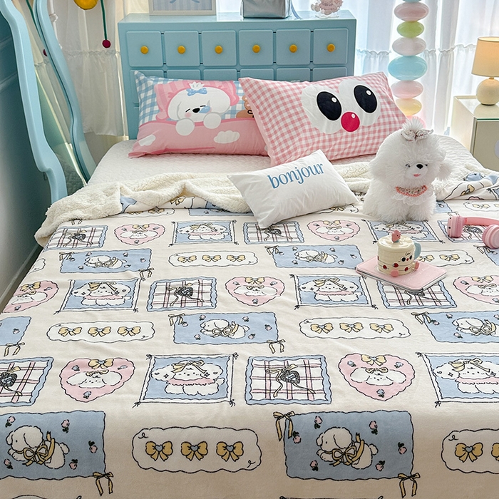 91家纺网 家纺一手货源 找家纺 昔可家纺 2024新款羊羔绒牛奶绒毛毯系列（三）-卡通系列 泡芙卷卷