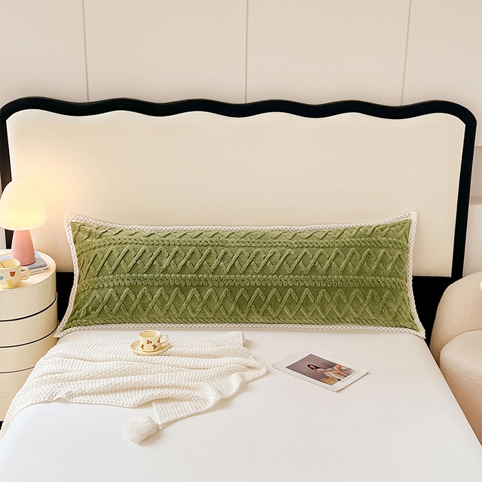 91家纺网 家纺一手货源 找家纺 梦舒羽 2025新款220克高克重塔芙绒枕套1.8m枕芯套情侣1.5枕头套 茶绿色