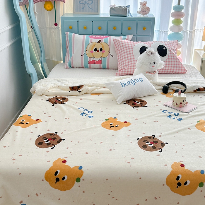 91家纺网 家纺一手货源 找家纺 昔可家纺 2024新款羊羔绒牛奶绒毛毯系列（三）-卡通系列 小熊曲奇