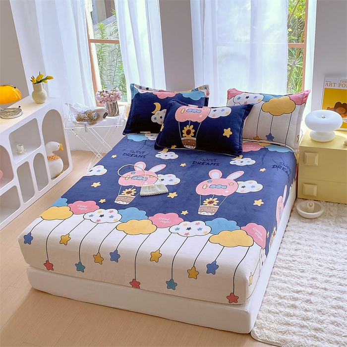 91家纺网 家纺一手货源 找家纺 凯儿家纺  2024新款加厚高克重印花系列单床笠 天空之旅