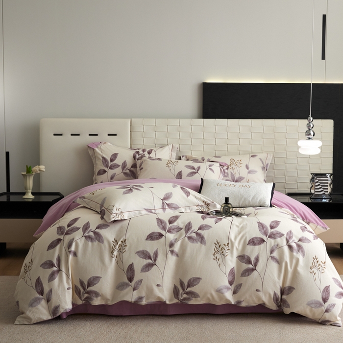 91家纺网 家纺一手货源 找家纺 2025新款全棉加厚生态磨毛印花四件套-基础款 叶咏紫