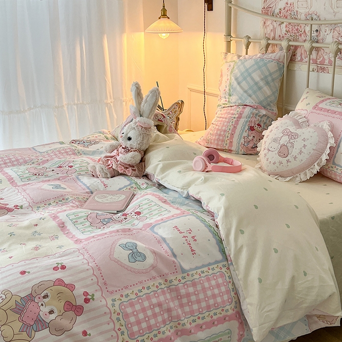 91家纺网 家纺一手货源 找家纺 昔可 2024新款13070全棉四件套系列（第三批） 饼饼小兔