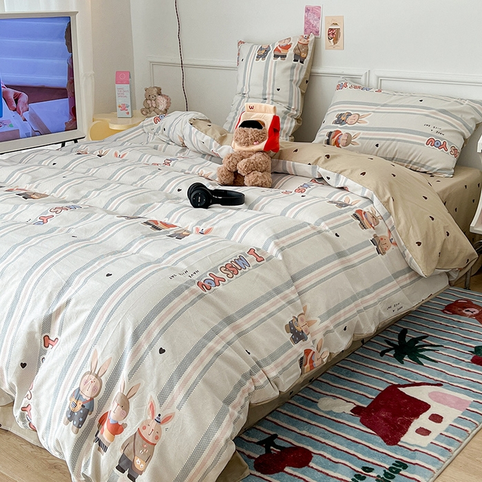 91家纺网 家纺一手货源 找家纺 昔可 2024新款13070全棉四件套系列（第三批） 三只小兔