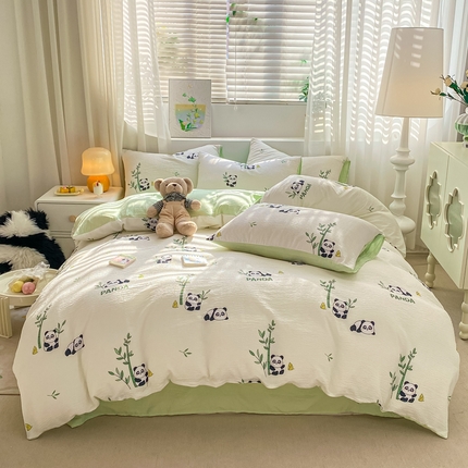 91家纺网 家纺一手货源 找家纺 （总）悦织湾家纺 2025新款轻奢北欧风小清新印花水洗棉四件套