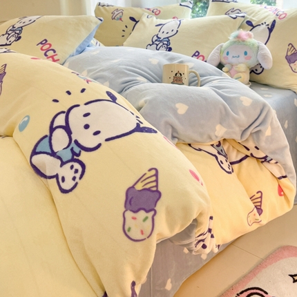 2024新款三丽鸥牛奶绒小版四件套 牛奶绒小版-冰淇淋帕恰狗