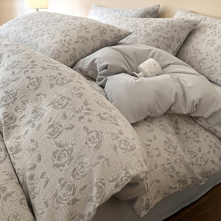 91家纺网 家纺一手货源 找家纺 （总）蓝邻家纺 2025新款色织三层纱磨毛四件套系列