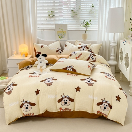 91家纺网 家纺一手货源 找家纺 （总）悦织湾家纺 2025新款轻奢北欧风小清新印花水洗棉四件套