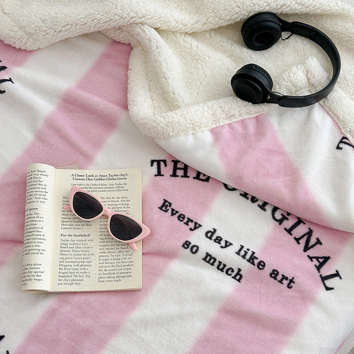 91家纺网 家纺一手货源 找家纺 昔可家纺 2024新款羊羔绒牛奶绒毛毯系列（三）-ins小清新系列 粉墨甜心