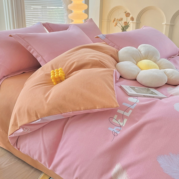 91家纺网 家纺一手货源 找家纺 优尚家纺 2025新款全棉磨毛纯棉喷气印花清新轻奢款四件套 清新款-羽梦轻纱