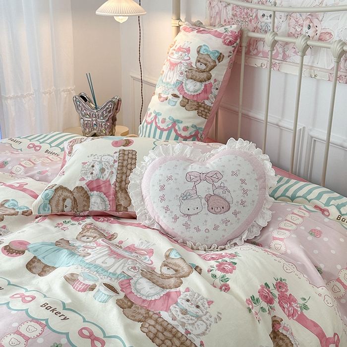 91家纺网 家纺一手货源 找家纺 昔可 2024新款13070全棉四件套系列（第三批） 熊熊茶话会