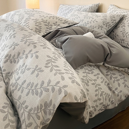 91家纺网 家纺一手货源 找家纺 （总）蓝邻家纺 2025新款色织三层纱磨毛四件套系列