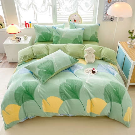 91家纺网 家纺一手货源 找家纺 （总）鸿羽樱（鸿羽樱）家纺 2025新款直播热款小清新牛奶绒四件套